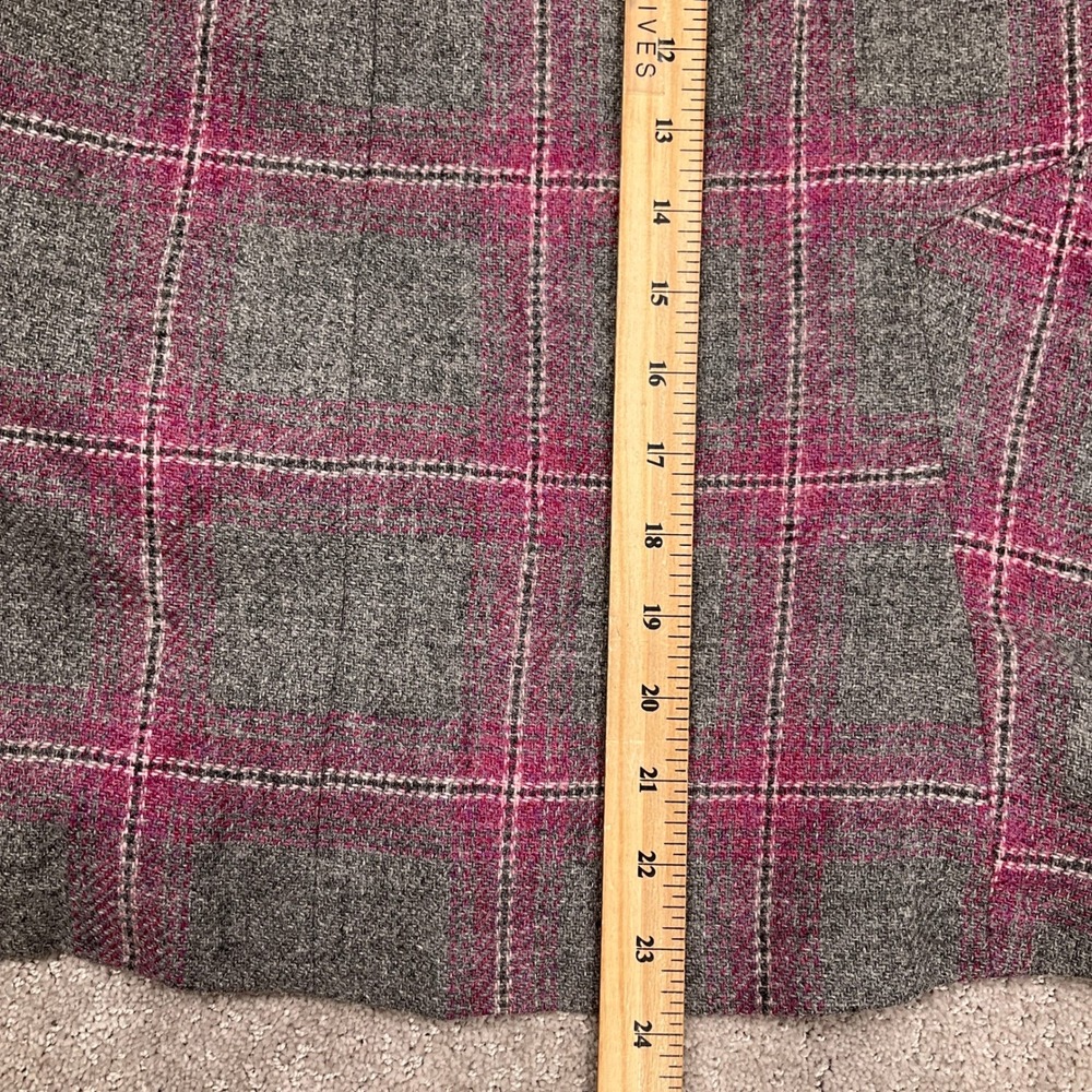 Talbots Skirt Suit Womens 16 Gray‎ Magenta Pink Plaid Heritage Office Tweed VTG - Picture 15 of 16